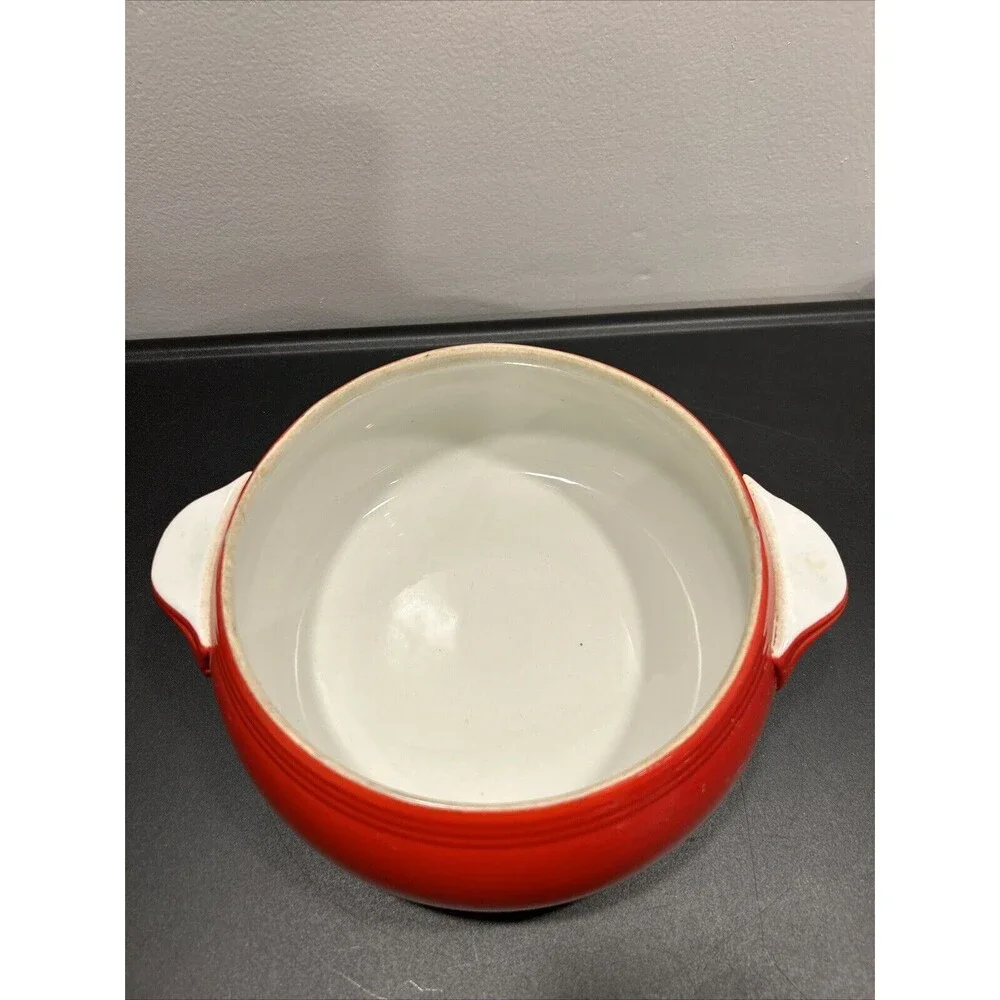 HALL’S Superior Quality Kitchenware USA Double Handle Casserole Dish Red 2QT Vtg